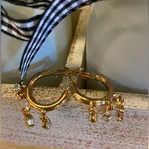 Goldtone Hoop Crystal Hoop Earrings